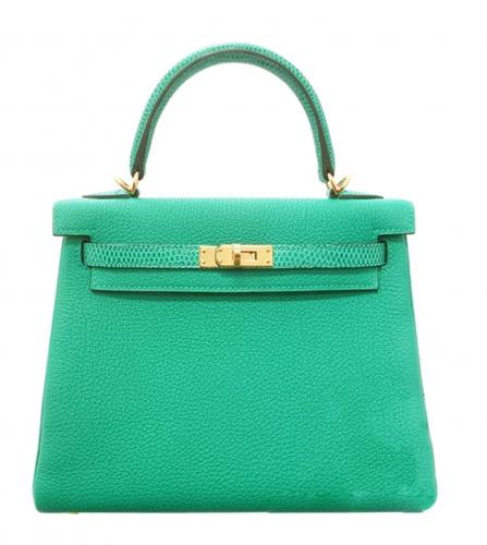 HERMES KELLY TOUCH 25 TOGO LIZARD MENTHE