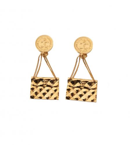 CHANEL QUILTED FLAP BAG CLIP-ON EARRINGS