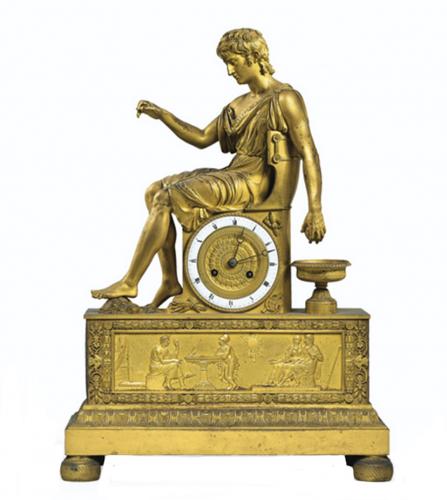 Romantic bronze clock depicting Pâris
