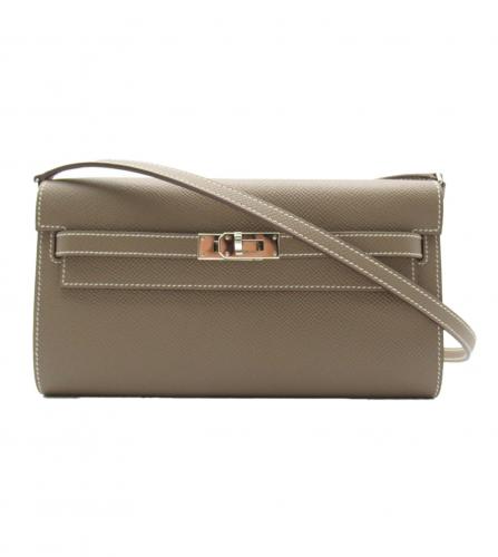 HERMES KELLY WALLET LONG TO GO CARF GRAY