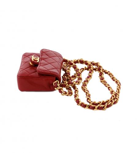 CHANEL RED NANO FLAP BAG