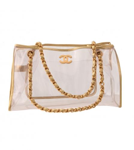 CHANEL VINYL MIDIUM TOTE GOLD