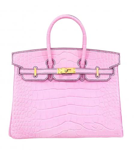 HERMES BIRKIN 25 ALLIGATOR MAT PINK