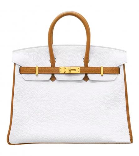 HERMES BIRKIN 25 TAURILLON CLEMENCE WHITE, GOLD