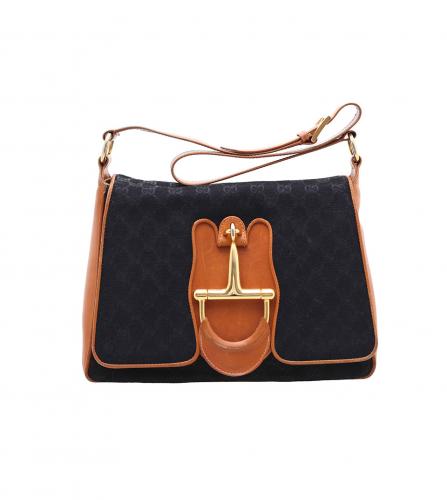 GUCCI HORSEBIT GG TWEED SHOULDER BAG