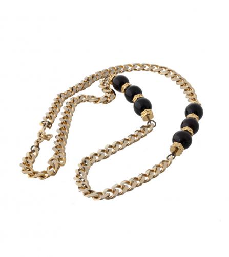 YSL BLACK BALLS CHAIN LONG NECKLACE