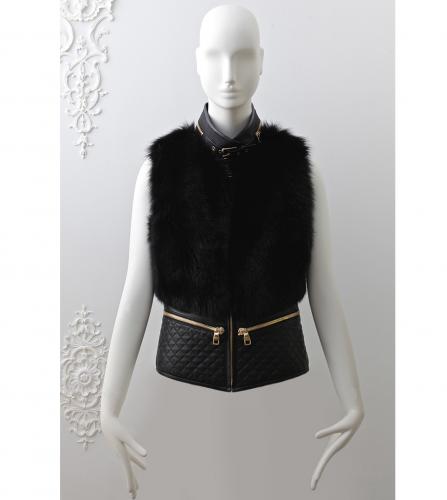 FERRAGAMO BLACK FUR VEST
