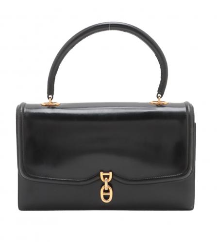 HERMES VINTAGE BOX CALF HAND BAG  BLACK