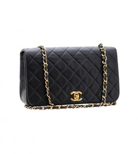 CHANEL LAMBSKIN QUILTED MEDIUM FLAP BLACK