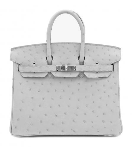 HERMES BIRKIN 25 OSTRICH PEARL GREY