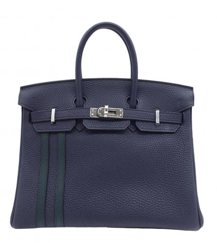 HERMES BIRKIN 25 TOGO SWIFT BLEU NUIT, VERT CYPRES