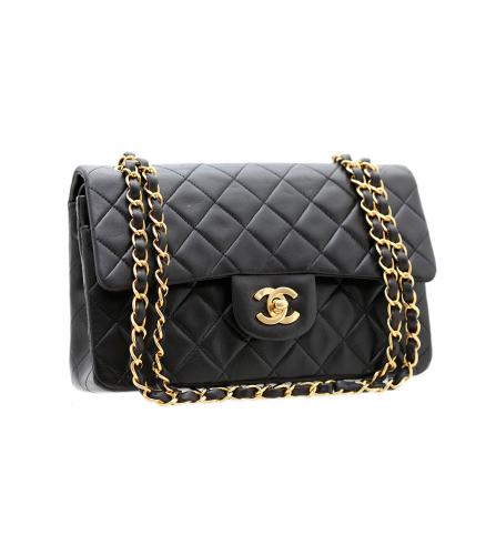 CHANEL LAMBSKIN QUILTED MEDIUM DOUBLE FLAP BLACK