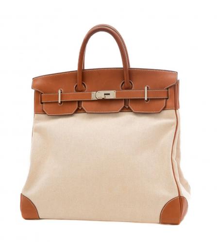 HERMES HAUT À COURROIES HAC 40 TOILE ASH BROWN