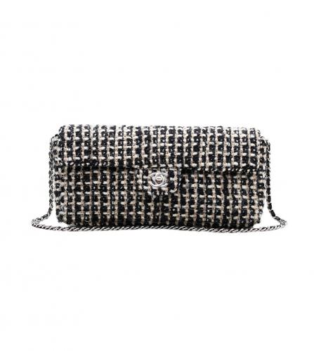 CHANEL TWEED BLACK & WHITE FLAP BAG