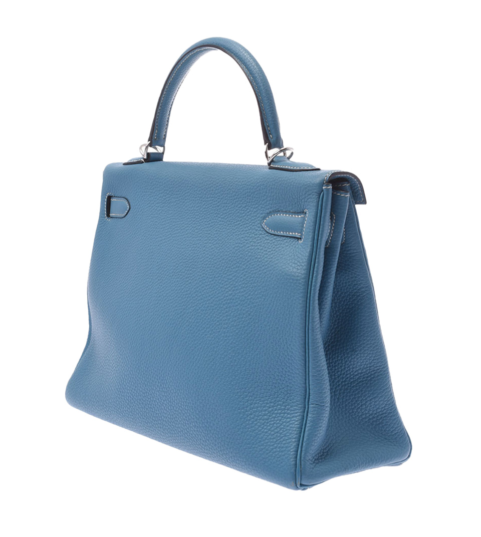 Hermes Womens Togo Leather Blue Jean JPG Birkin Shoulder Handbag