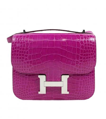 HERMÈS Shiny Porosus Croc Vintage Mini Kelly 20 shoulder bag in