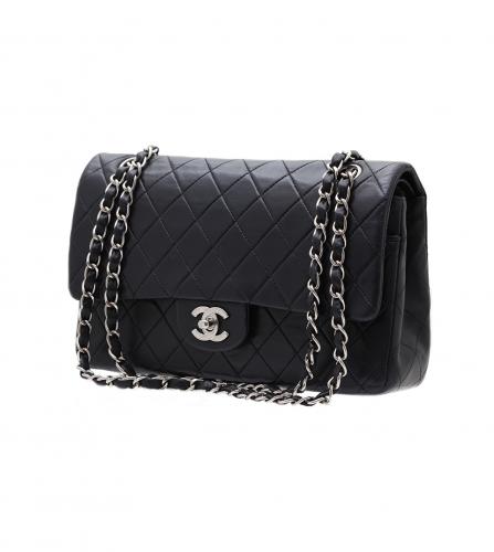 CHANEL LAMBSKIN QUILTED MEDIUM DOUBLE FLAP BLACK