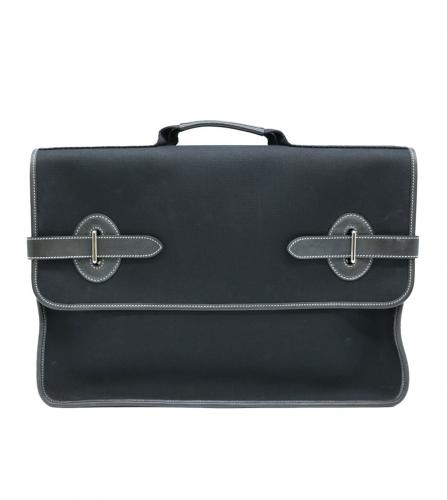 HERMES BUENA VENTURA MM CANVAS LEATHER BLACK