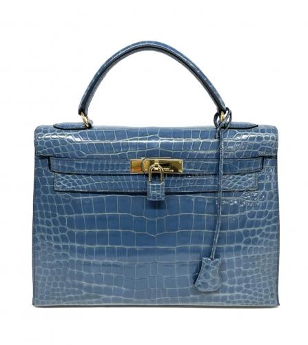 HERMES KELLY 32 POROSUS BLUE JEAN