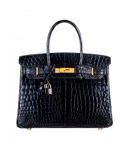 HERMES BIRKIN 30 NILOTICUS CROCODILE BLACK