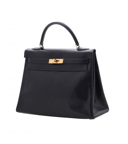 HERMES NAVY BOX CALF KELLY 32