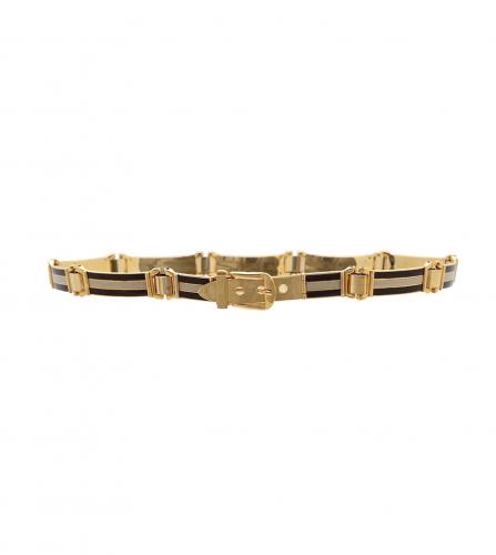 GUCCI BROWN WHITE CHERRY LINE ENAMEL BELT