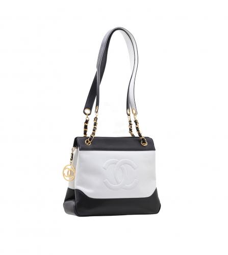 CHANEL BLACK & WHITE TOTE BAG