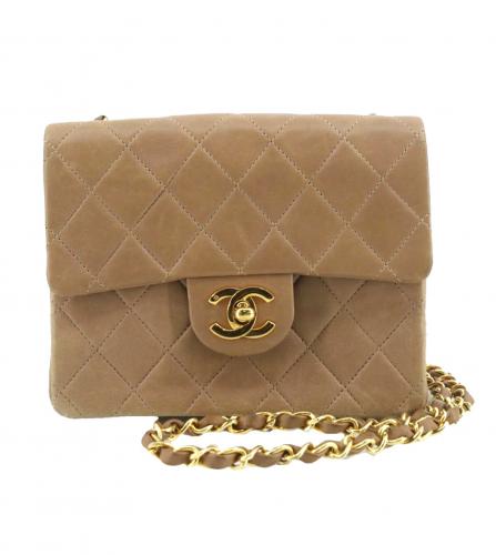 CHANEL BLACK MINI FLAP BAG 17 BEIGE