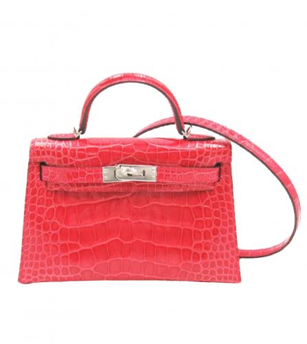 HERMES MINI KELLY CROCODILE ROSE EXTREME