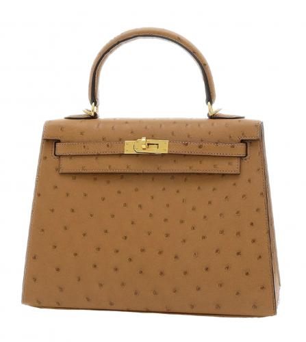 HERMES KELLY 25 OSTRICH BROWN