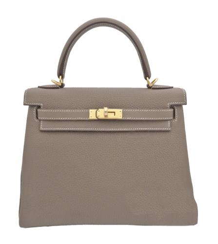 Hermes Birkin 25 Bag Etoupe Togo Gold Hardware