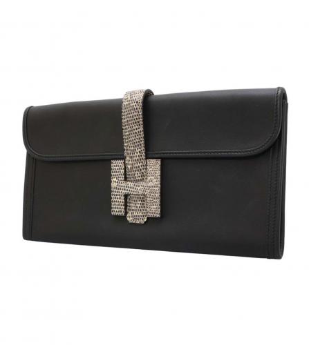 HERMES JIGE SWIFT LIZARD BLACK