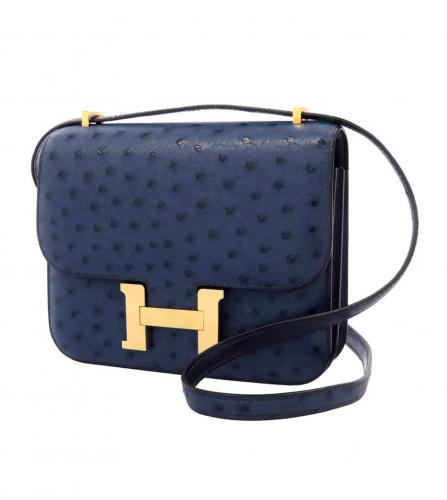 HERMES CONSTANCE OSTRICH BLEU SAPHIR