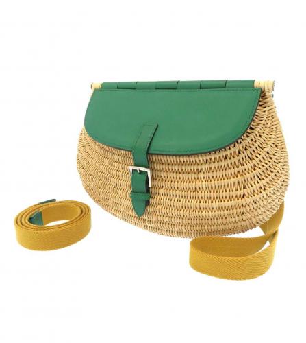 HERMES FISHING BASKET STRAW SWIFT VERT VERONE