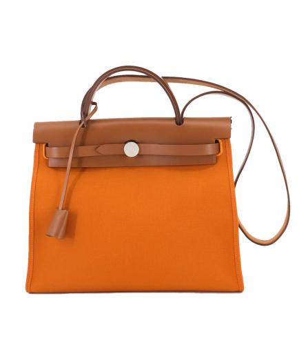 HERMES HERBAG ZIP PM TOILE MILITARY APRICOT
