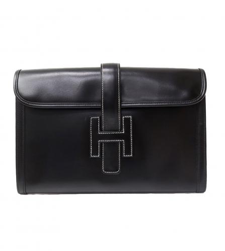 HERMES JIGE PM BOX CALF BLACK