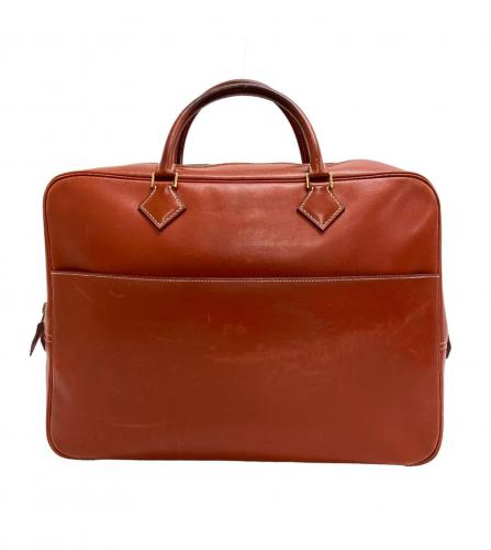 HERMES PLUM DOG 38 BOX CALF BROWN