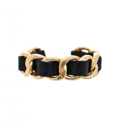 CHANEL BLACK LEATHER CUFF