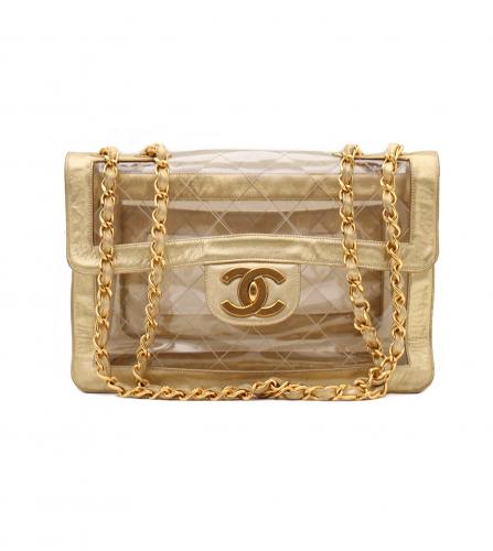 CHANEL VINYL MAXI FLAP GOLD BAG