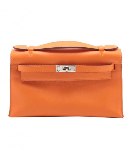 Hermes Kelly Pochette Swift Orange