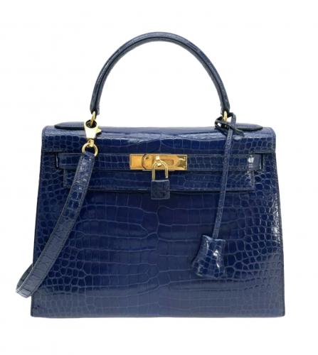 HERMES KELLY 28 POROSUS NAVY