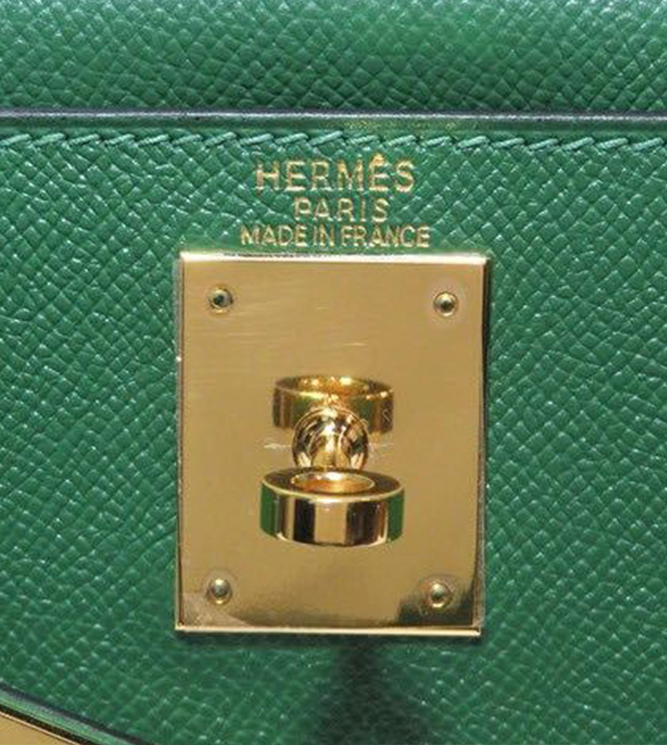 HERMES Kelly 28 Bag Couchevel Green