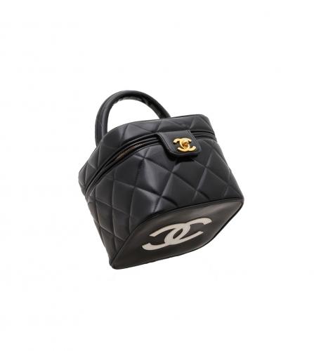 CHANEL LAMBSKIN QUILTED MINI VANITY BLACK