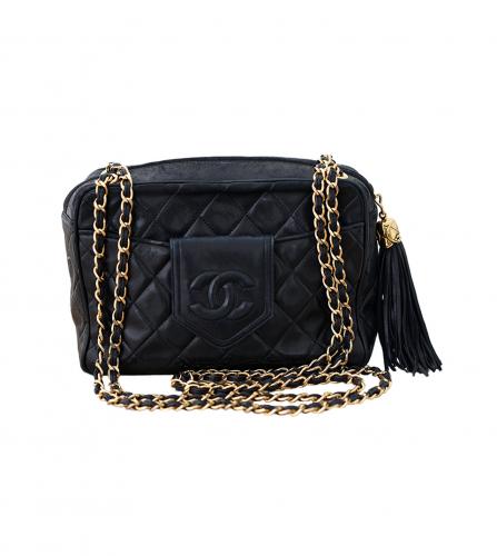 CHANEL BLACK CAMERA BAG