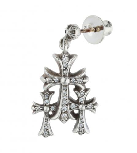 CHROME HEARTS TRIPLE CH CROSS DROP EARRING