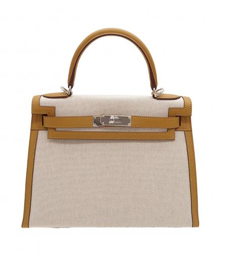 HERMES KELLY 25 TOILE ASH SWIFT