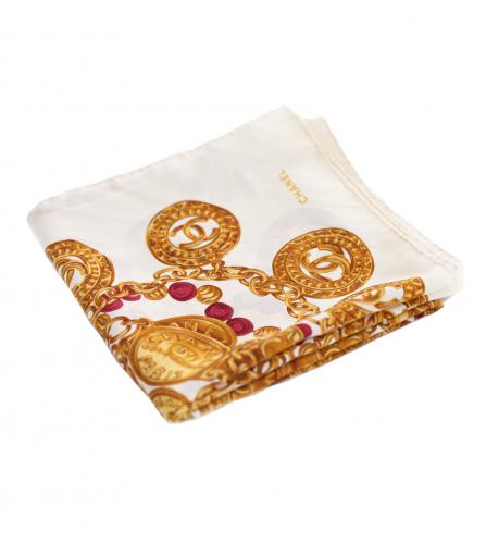 CHANEL SILK SCARF CC COIN BIJOUX MOTIF 140 x140