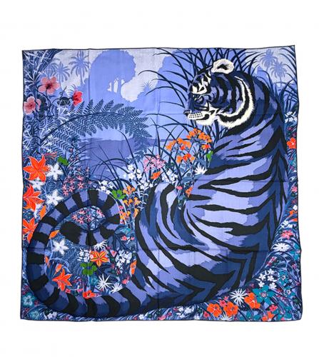 HERMES CASHMERE SILK SCARF 140 TIGER TIGER