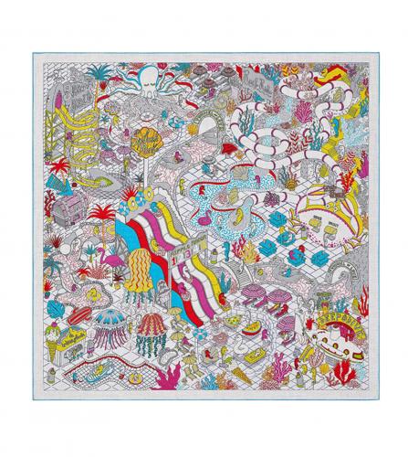 HERMES CASHMERE SILK SCARF 140 SPLASH PARK