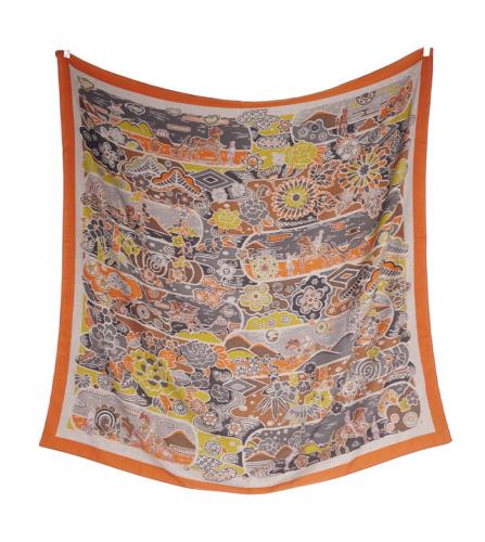 HERMES CASHMERE SILK SCARF 140 BINGATA